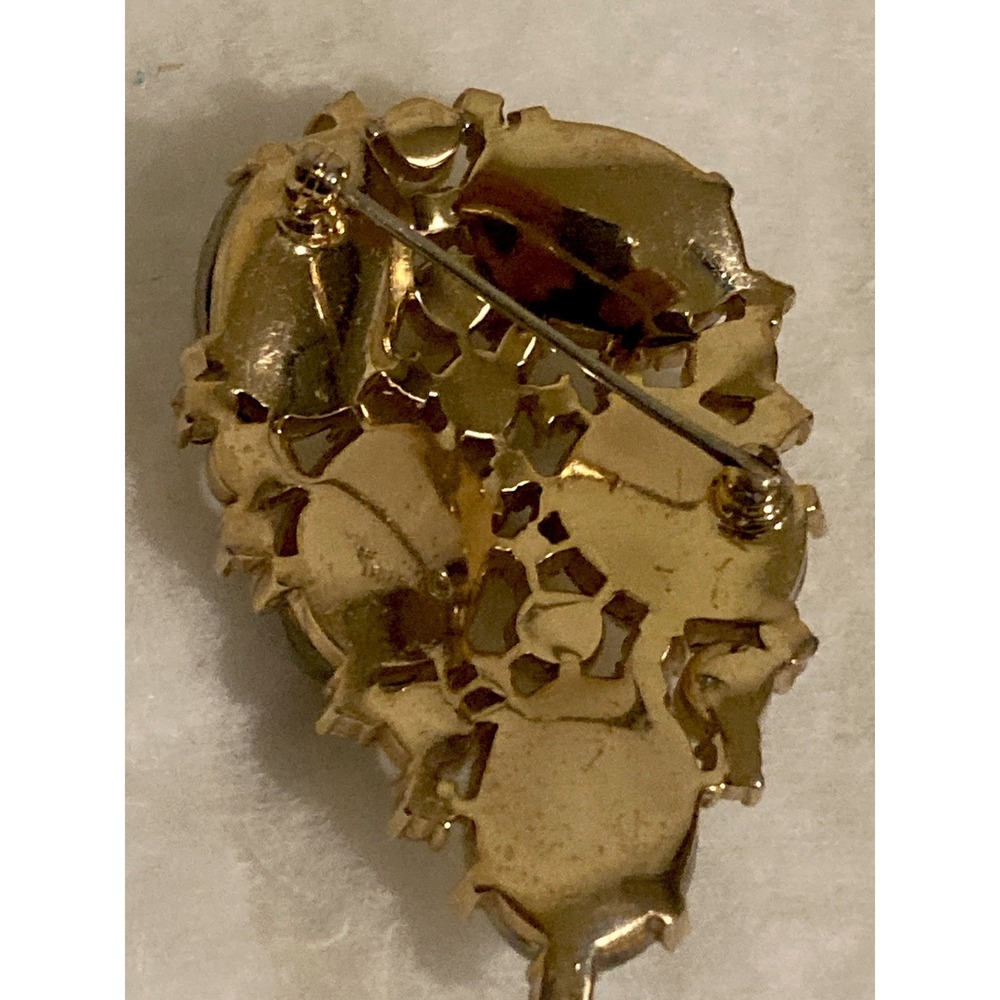 Vintage Trifari Alfred Philippe Moonstone Brooch & Earrings Set Jewelry 1950's - Picture 3 of 6